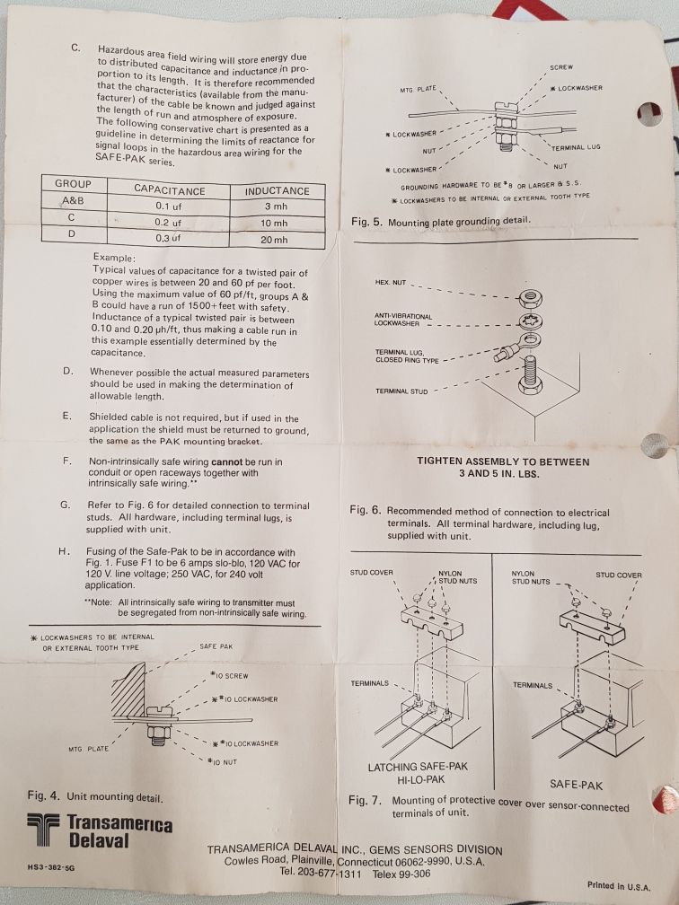 Transamerica Delaval St-25872 Gems Sensor Switch