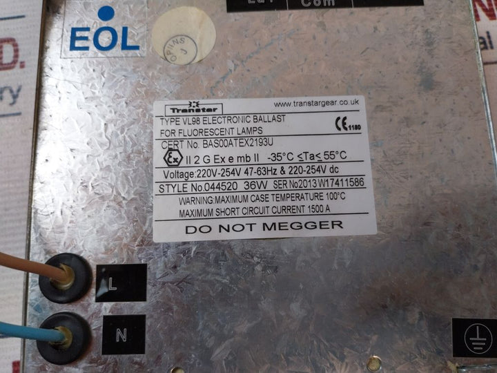 Transtar Vl98 Electronic Ballast For Fluorescent Lamps