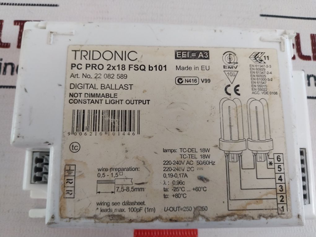 Tridonic Pc Pro 2X18 Fsq B101 Digital Ballast 220-240 Vac 50/60Hz