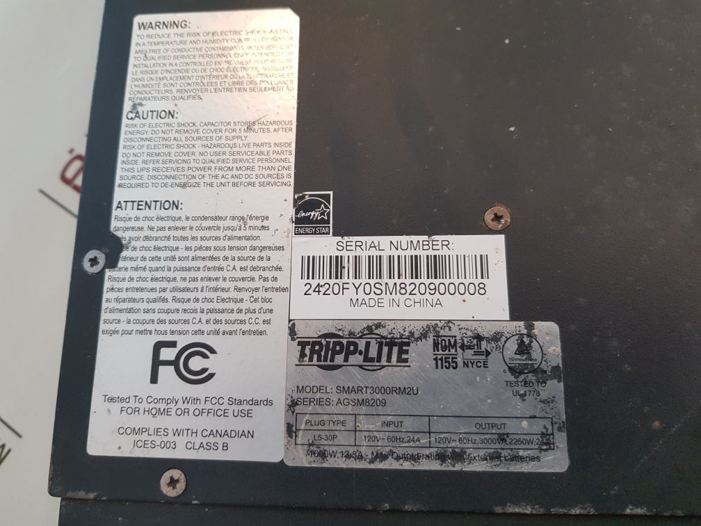 Tripp-lite Smart3000Rm2U Power Supply