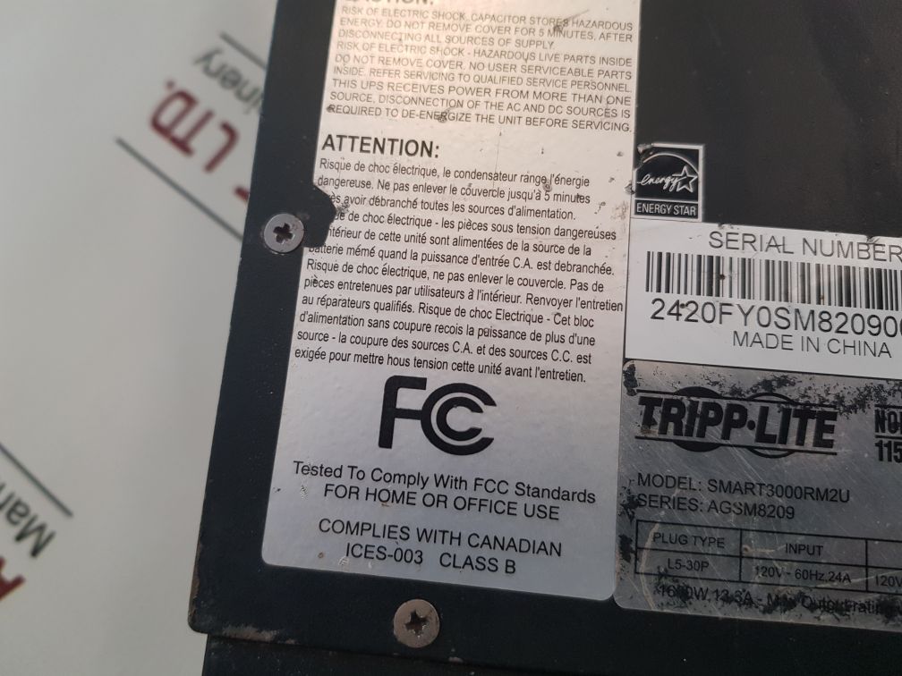 Tripp-lite Smart3000Rm2U Power Supply