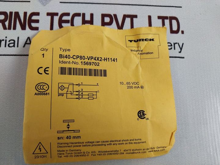 Turck Bi40-cp80-vp4X2-h1141 Proximity Sensor 10...65 Vdc