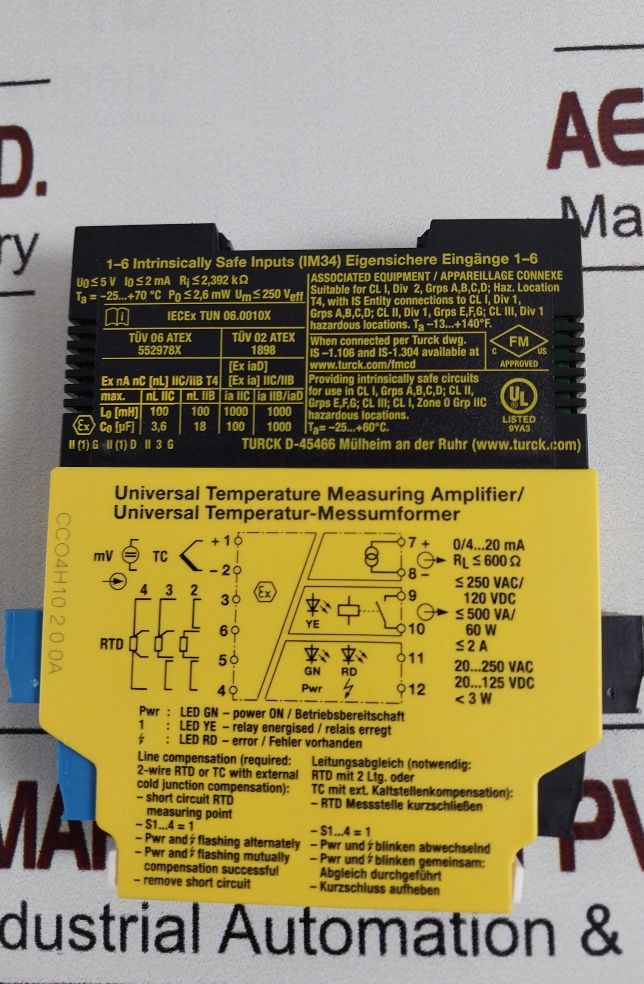 Turck Im34-12Ex-ri Universal Temperature Measuring Amplifier