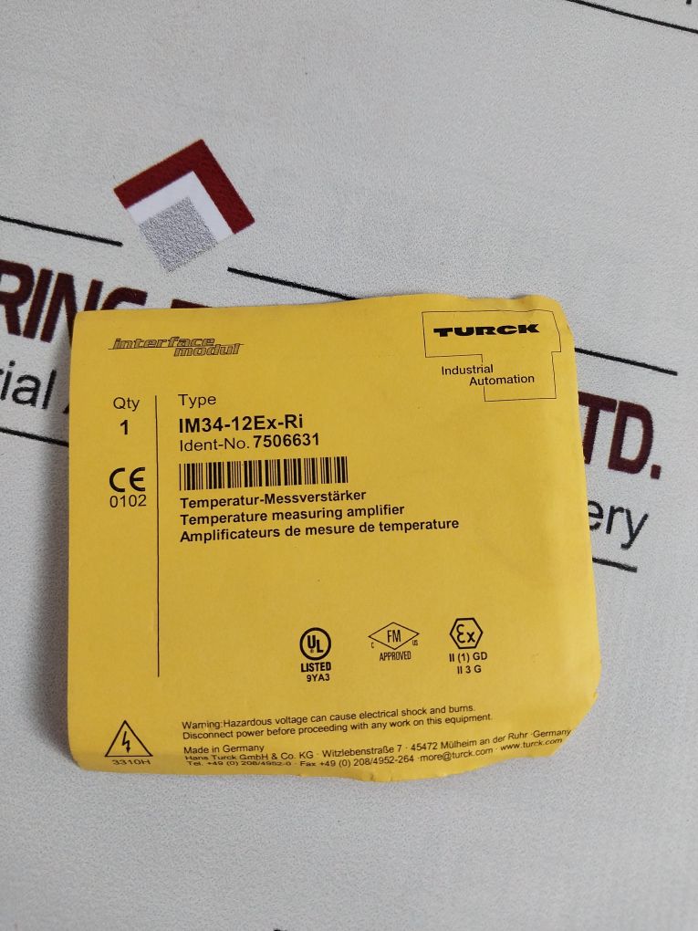Turck Im34-12Ex-ri Universal Temperature Measuring Amplifier
