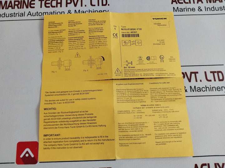 Turck Ni10-p18Sk-y1X Inductive Sensor