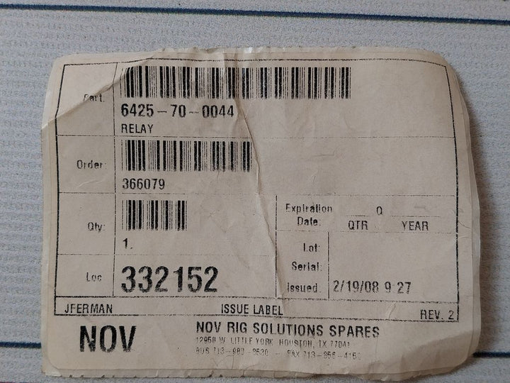 Tyco Cb-1006B-70 Time Delay Relay 240 Vac 1.0-10 Min 6425-70-0044 Rev 2
