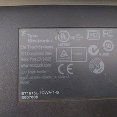 Tyco Electronics/Elo Touchsystems Et1915L-7Cwa-1-g Lcd Touch Monitor