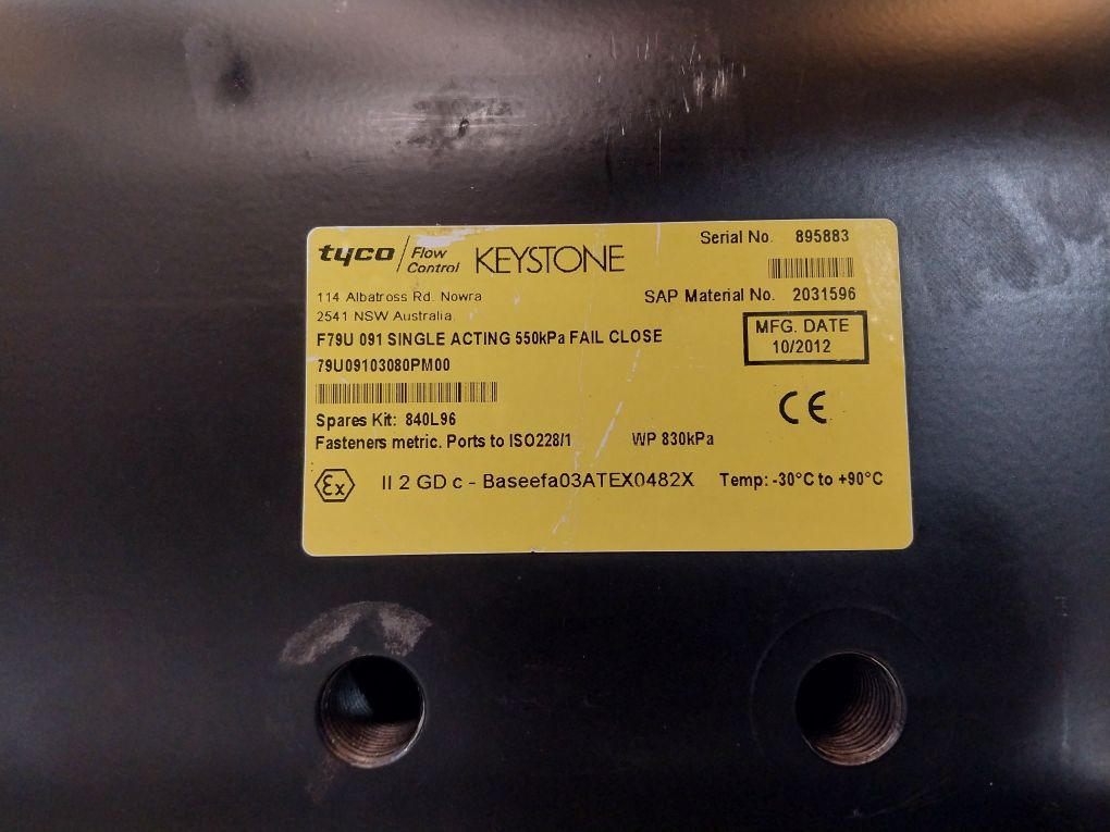 Tyco F79U 091 Single Acting 550Kpa Fail Close