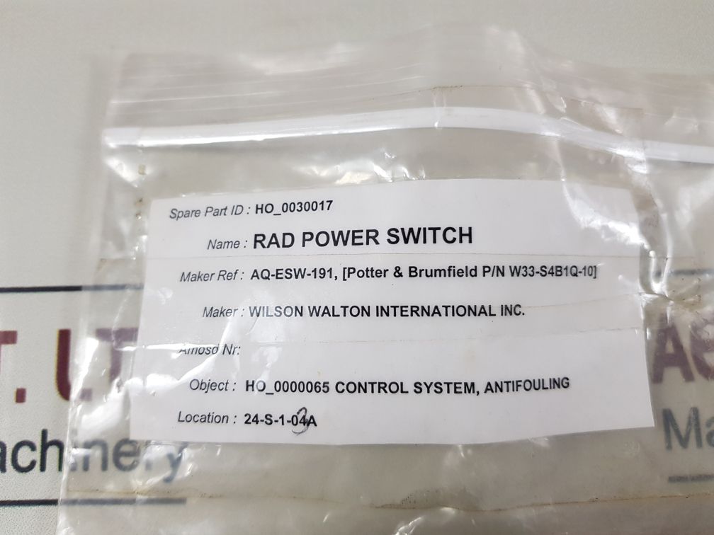 Tyco/potter & brumfield w33-s4b1q-10 circuit breaker