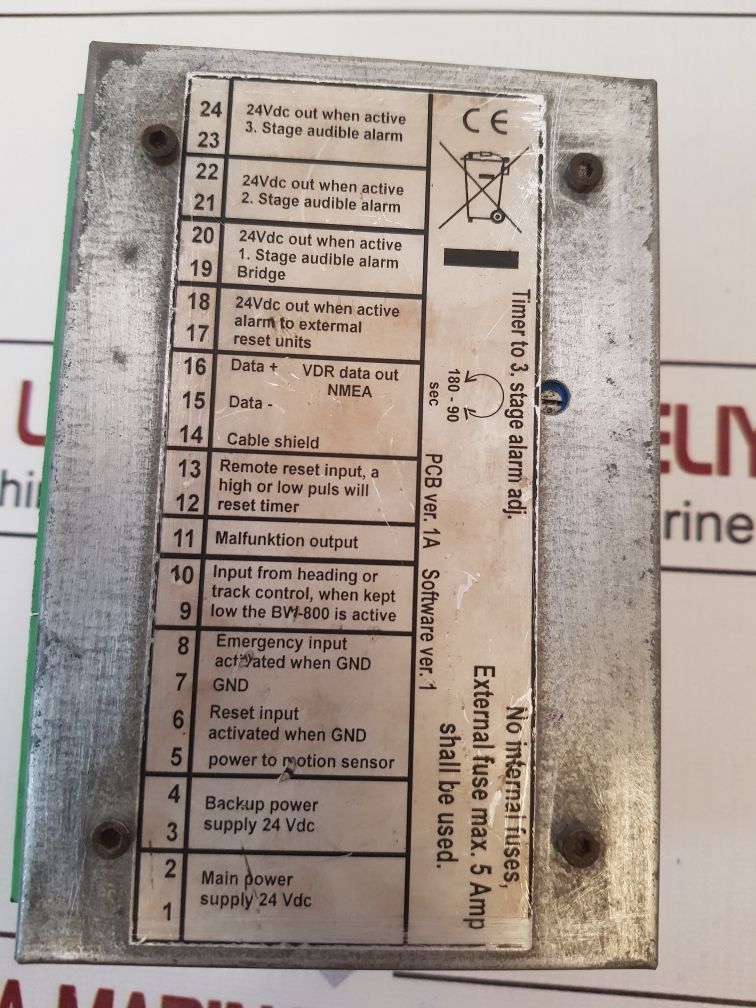 Uni-safe Electronics Bw-800 Bridge Navigational Watch Alarm System Ver.1A