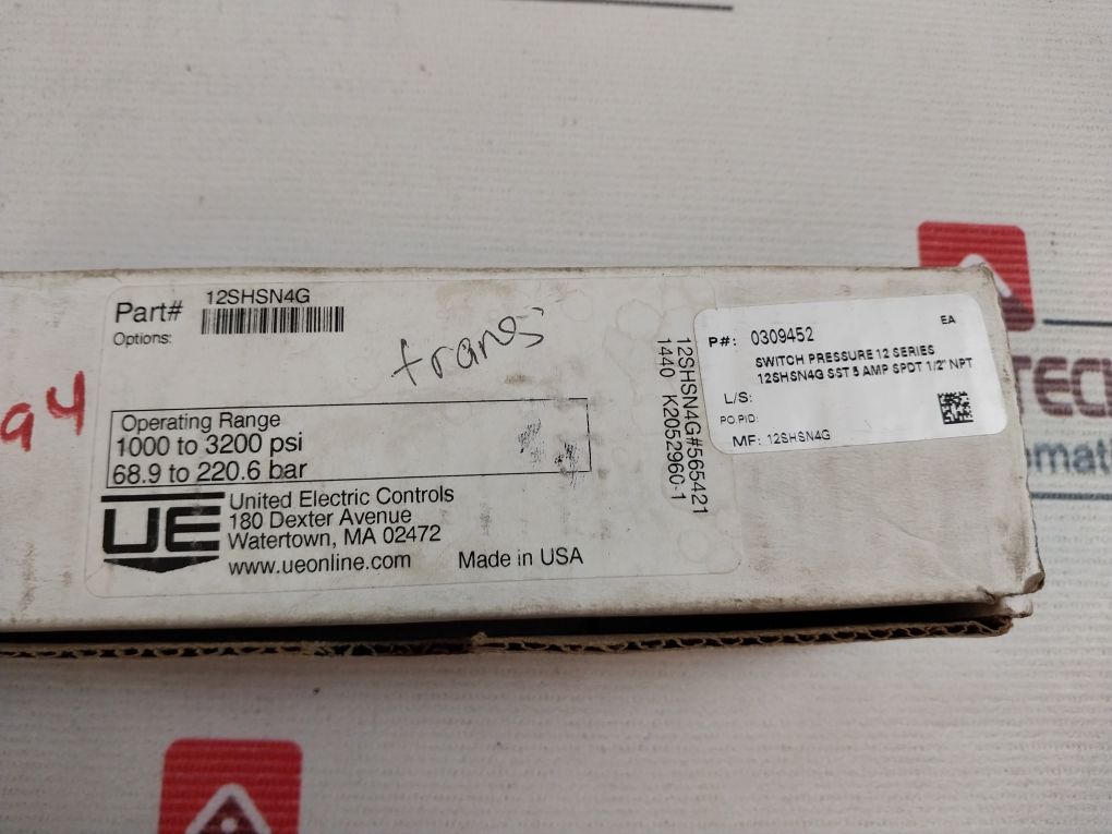 United Electric 12Shsn4G Pressure And Temperature Switch
