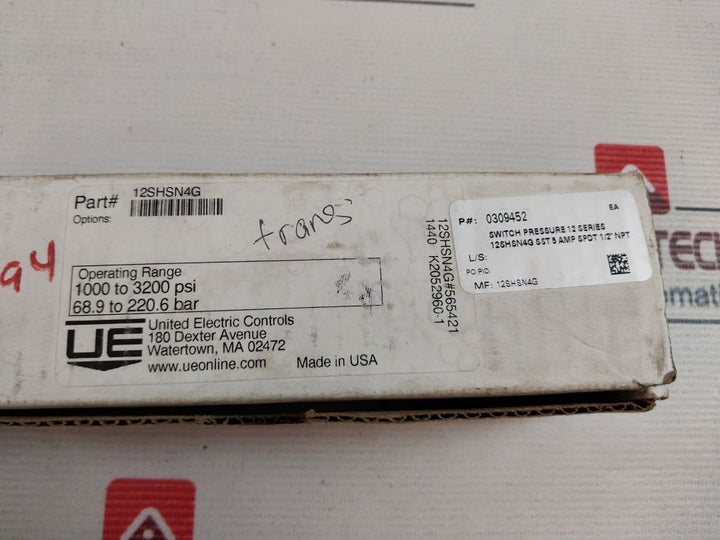 United Electric 12Shsn4G Pressure And Temperature Switch