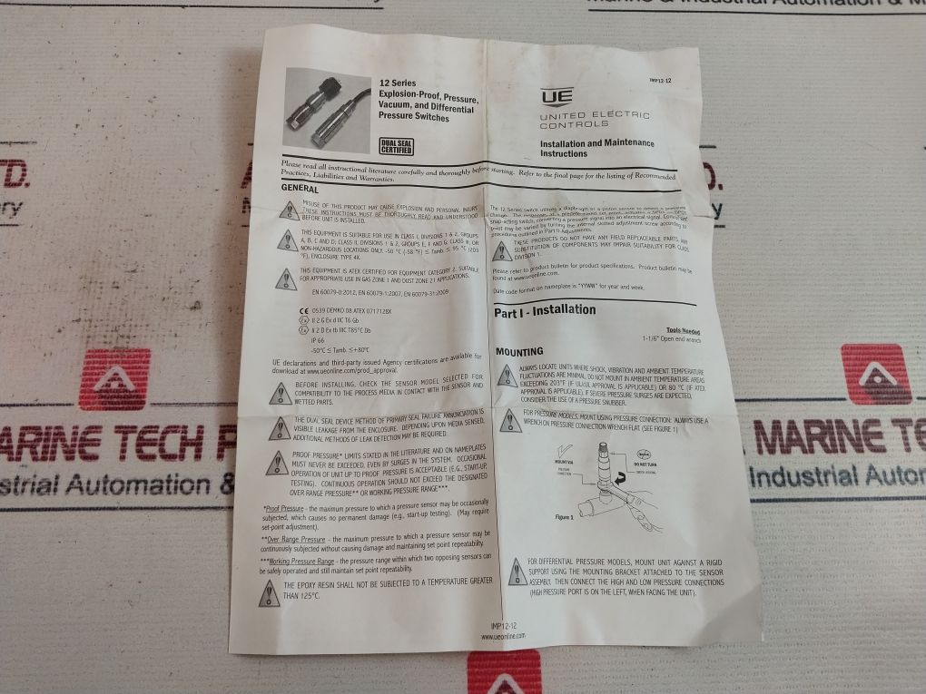 United Electric 12Shsn4G Pressure And Temperature Switch