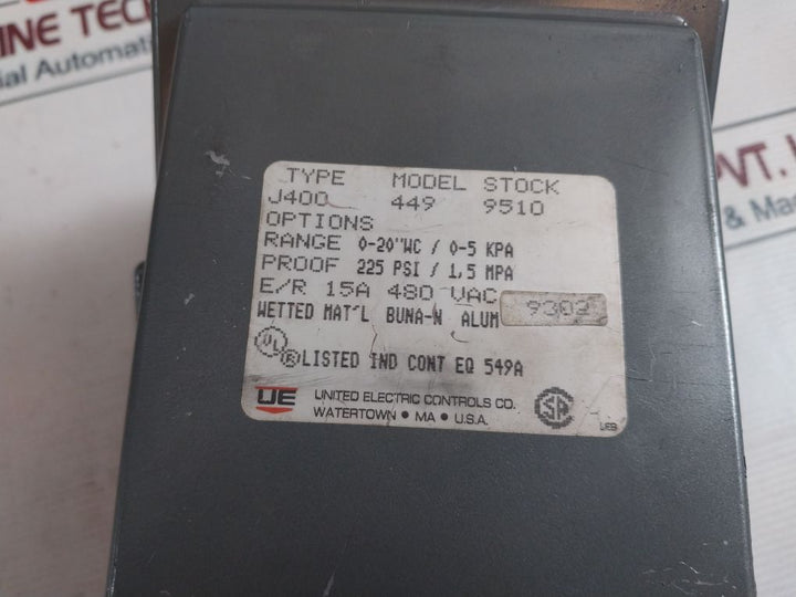 United Electric Controls J400 449 Pressure Switch