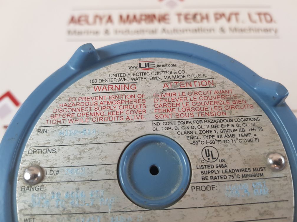 United Electric H122-614 Differential Pressure Switch 500 To 6000 Psi