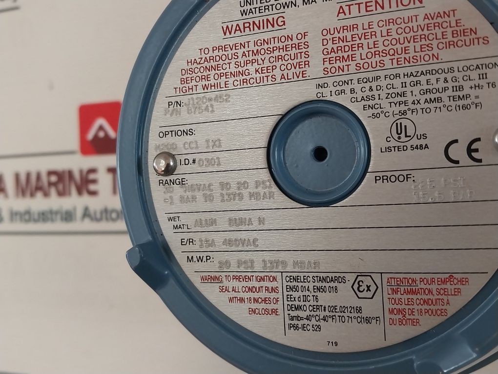 United Electric J120-452 Differential Pressure Switch