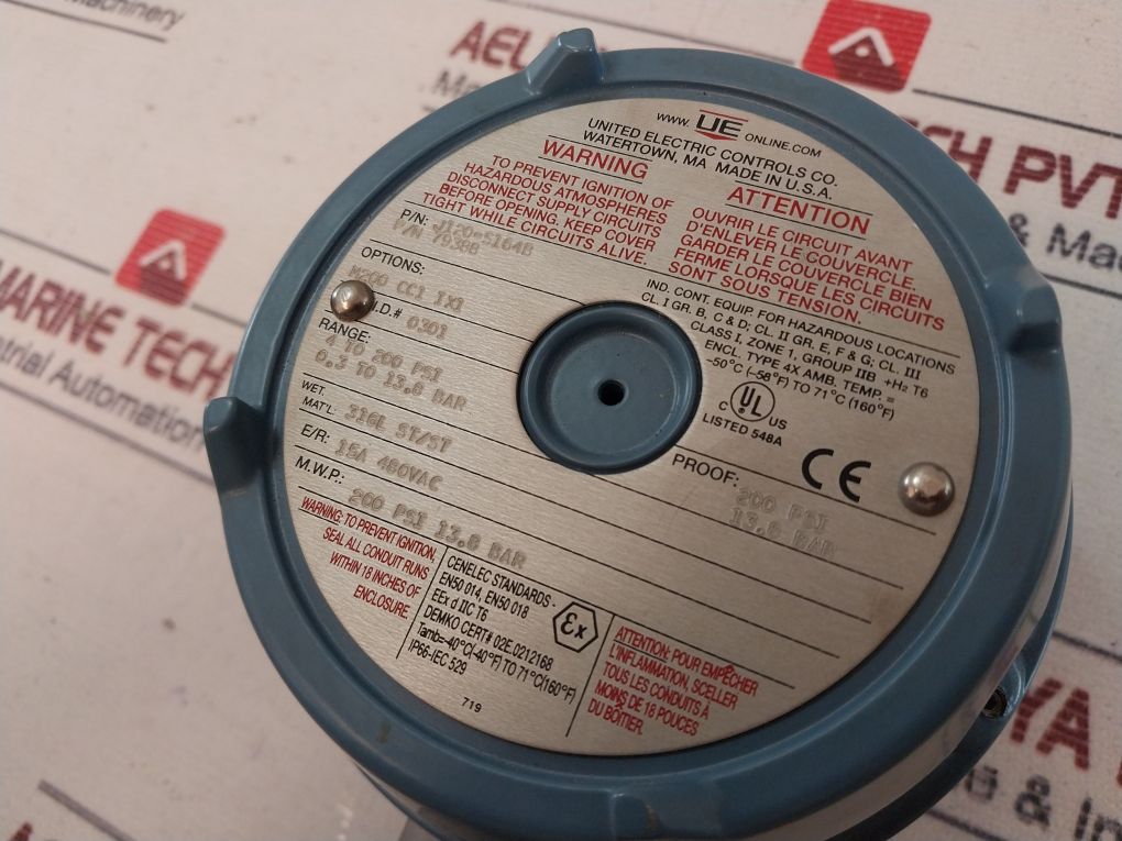 United Electric J120-s164B Pressure Switch 15A 480Vac