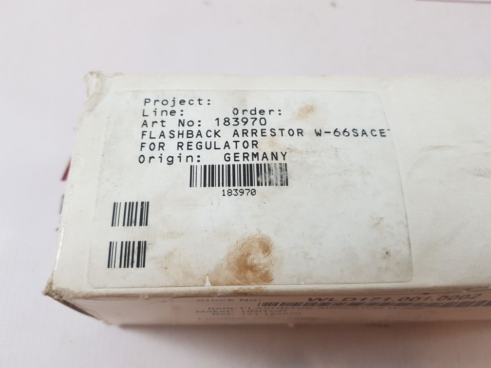 Unitor 183970 Flashback Arrestor W-66S Acetylene