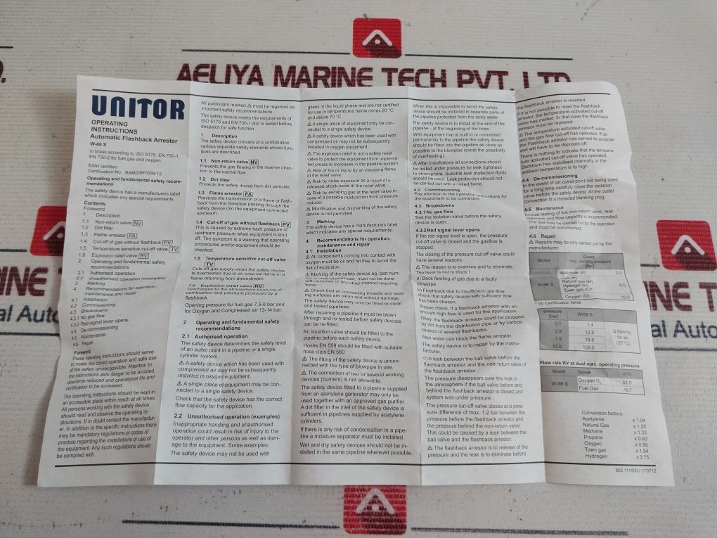 Unitor 183970 Automatic Flashback Arrestor