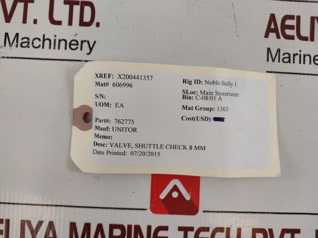 Unitor 762775 Shuttle Check Valve