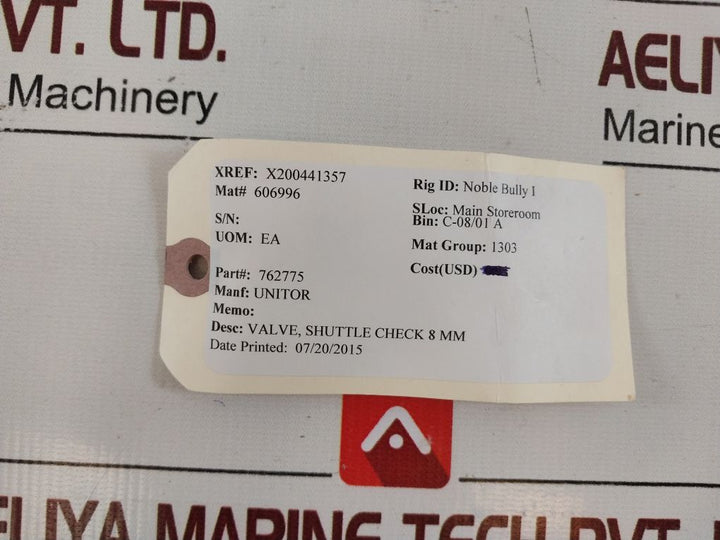 Unitor 762775 Shuttle Check Valve