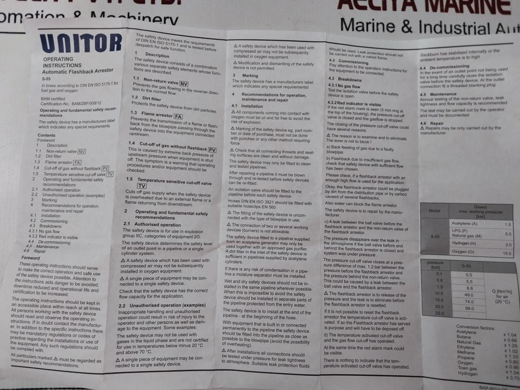 Unitor 85-10 Ox Arrestor 6824271