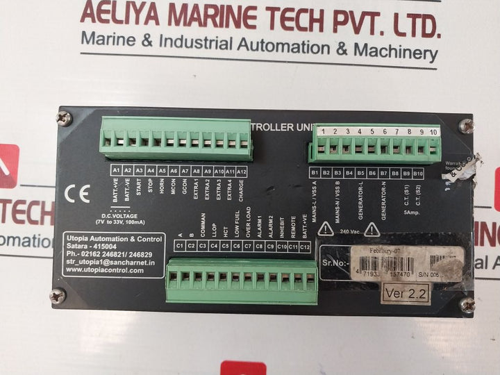 Utopia Gcu 101 Generator Controller Unit 5 Amp 240 Vac