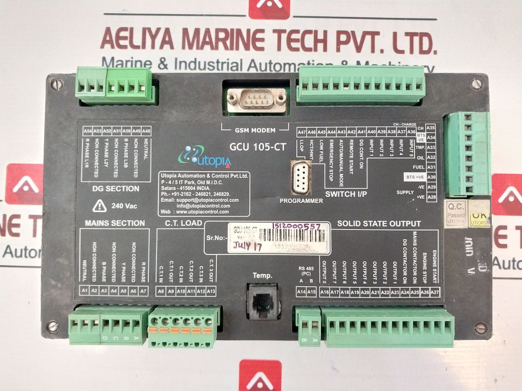 Utopia Gcu 105-ct Generator Controller Unit 240 Vac