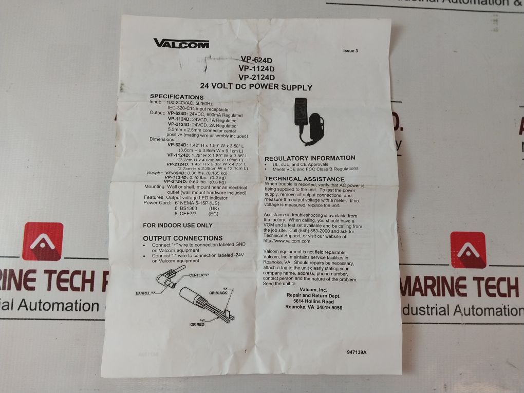Valcom Vp-624D Switching Power Supply Sp16P924Vr Set