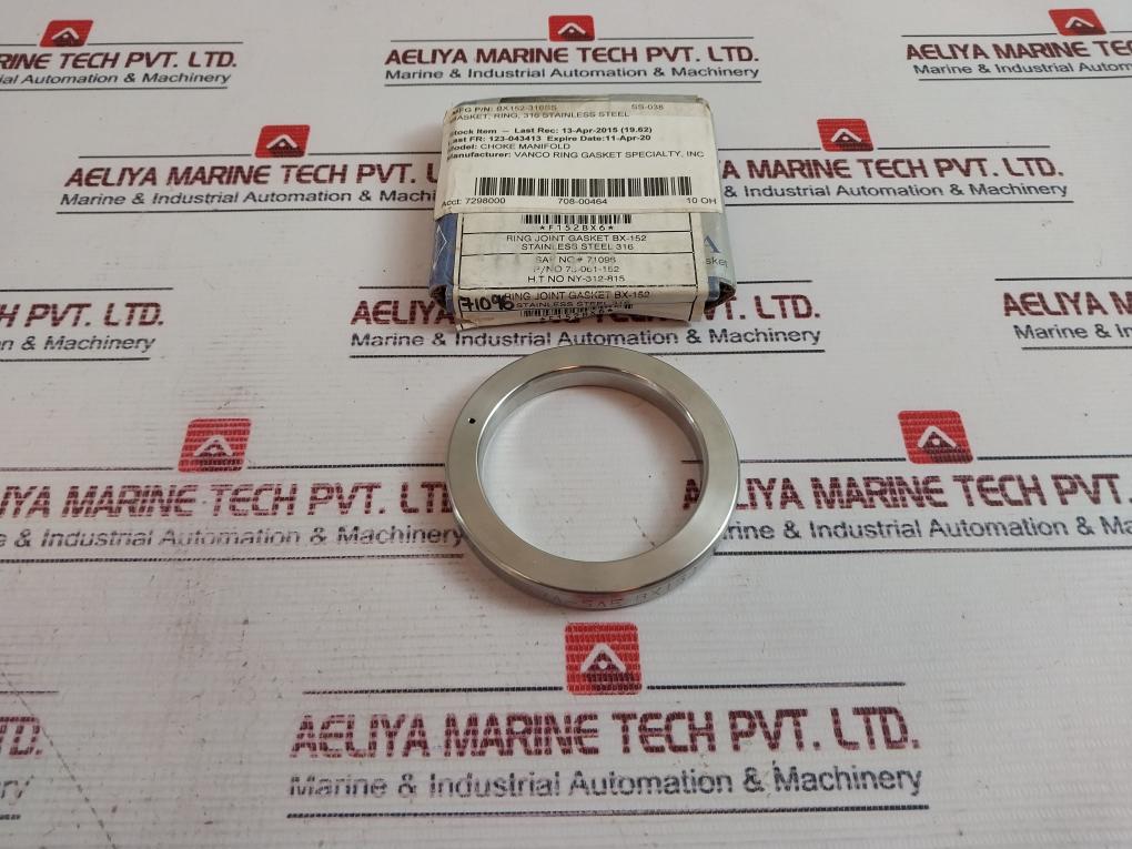 Vanco Bx152 S316-4 Gasket Ring Bx 152-316Ss 6A-0984