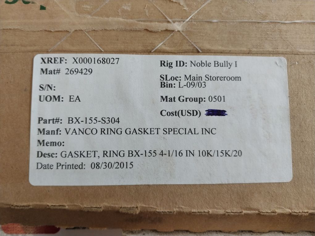 Vanco 6-15 Bx155-s304-4 Gasket Ring