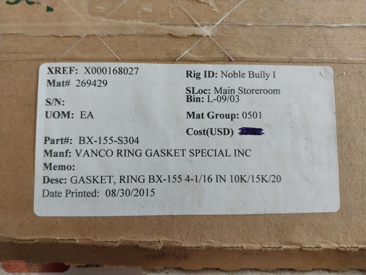 Vanco 6-15 Bx155-s304-4 Gasket Ring