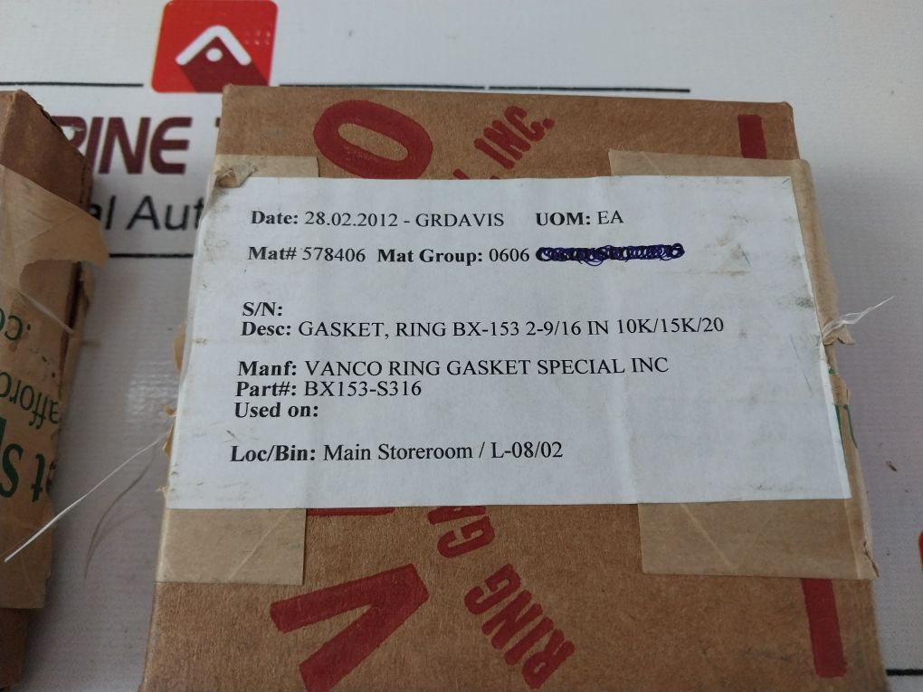 Vanco Ring Bx153-s316-4 Gasket Ring