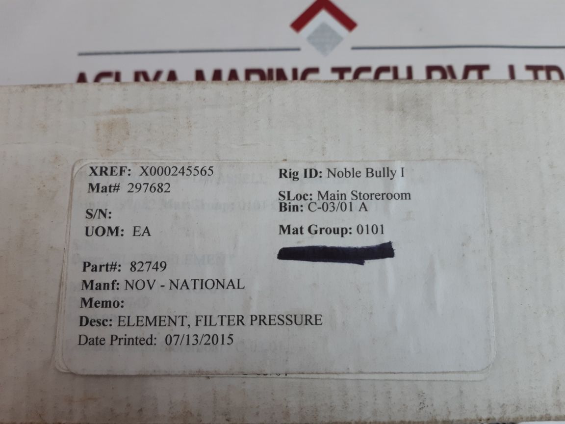 Varco 82749 Filter Pressure Element