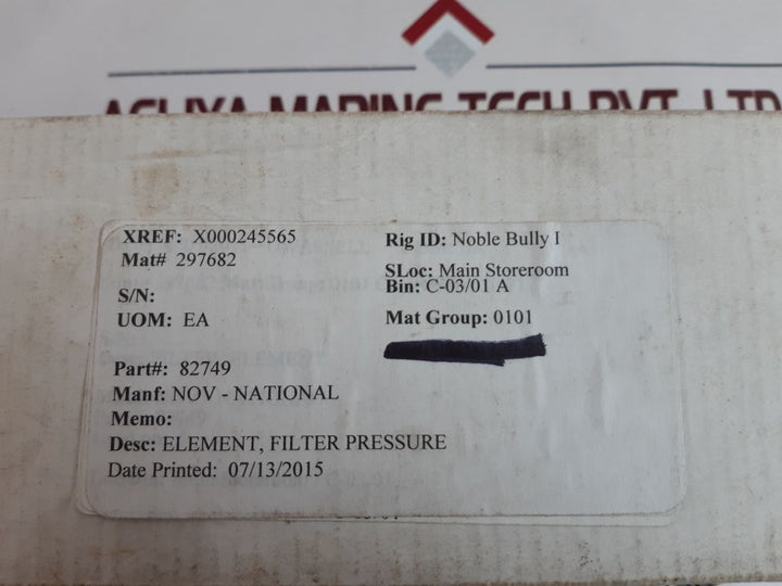 Varco 82749 Filter Pressure Element