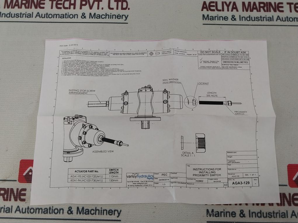 Varley Hydraulics Pl1508/Cc Proximity Switch Sensor Fs-v122-110