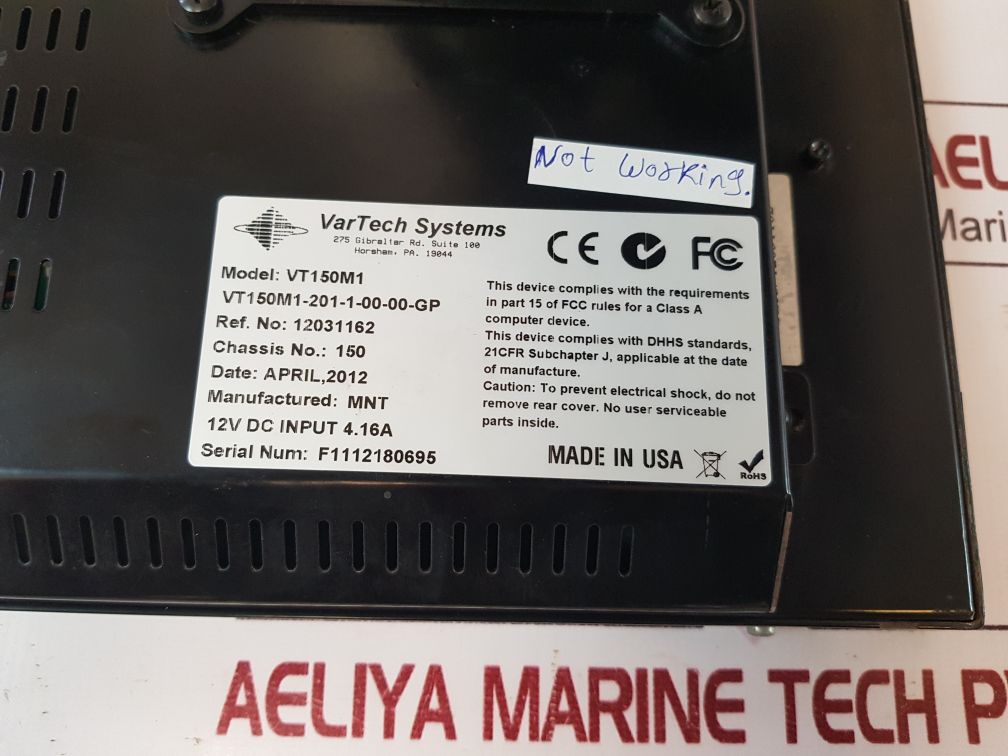 Vartech Systems Vt150M1 Monitor