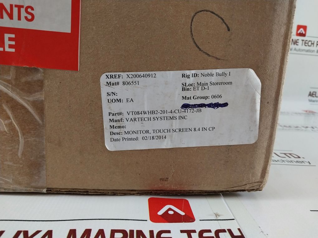 Vartech Vt084Whb2-ct Touch Screen Monitor Vt084Whb2-201-1-cu-4172-jb