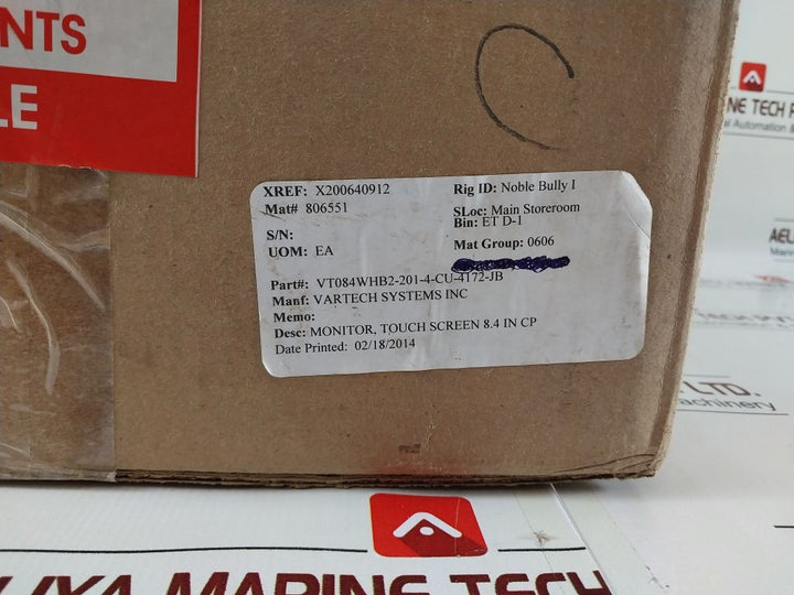 Vartech Vt084Whb2-ct Touch Screen Monitor Vt084Whb2-201-1-cu-4172-jb