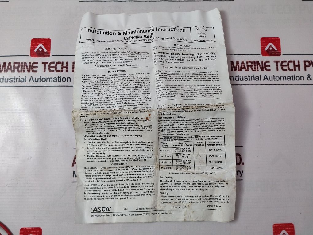 Asco 8320G192 Solenoid Valve