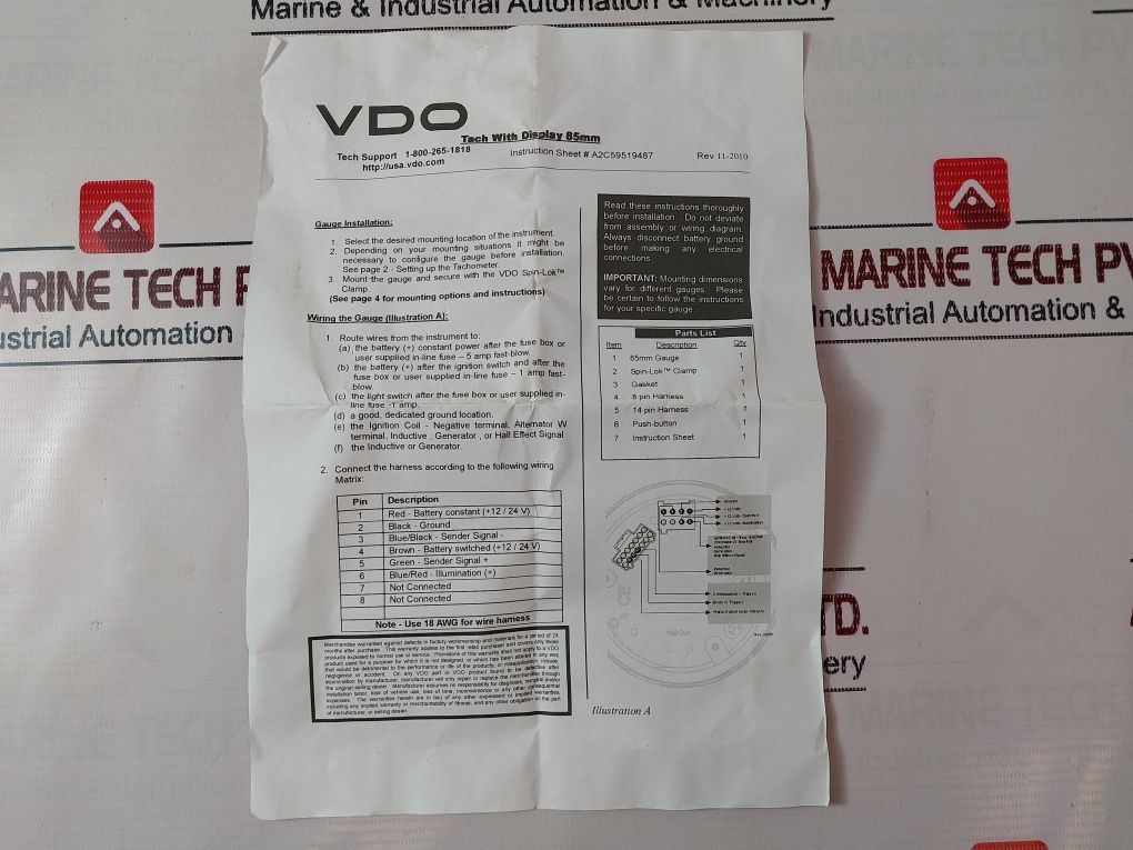 Vdo A2C53194867 Tachometer 0 To 50 Rpm X 100