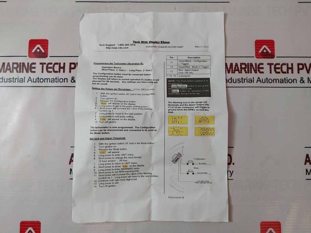 Vdo A2C53194867 Tachometer 0 To 50 Rpm X 100