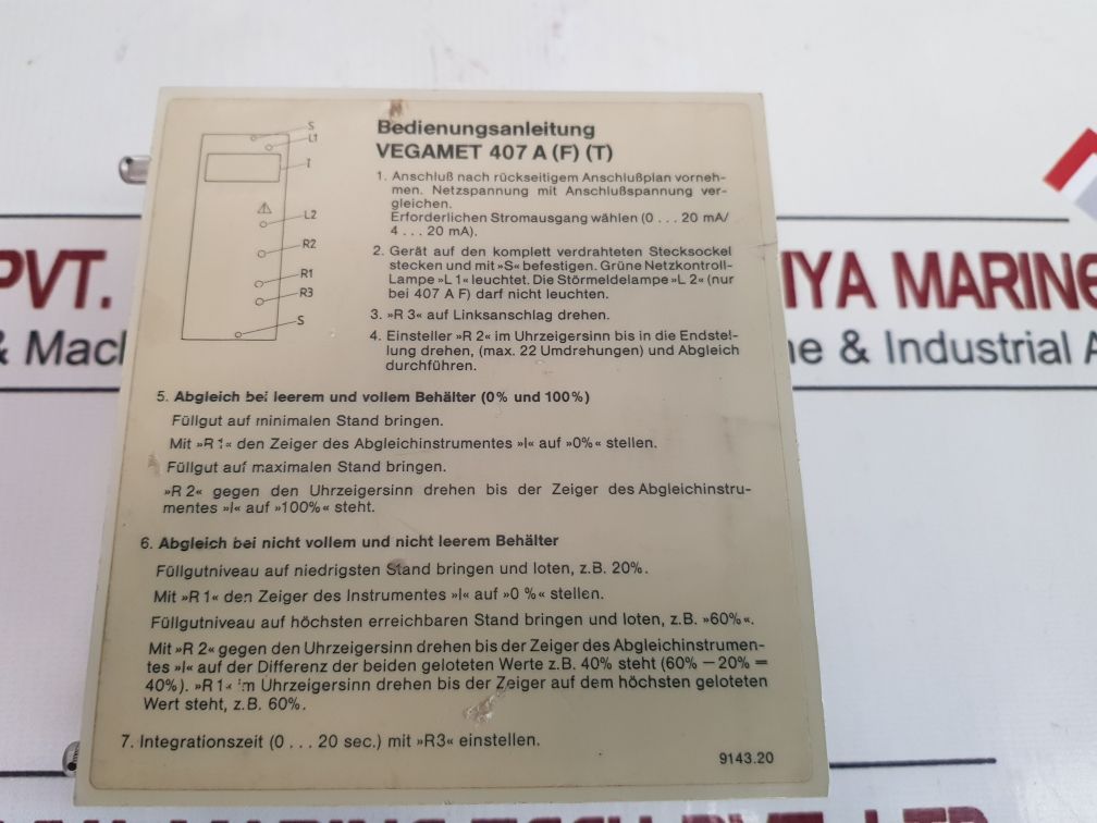Vega Vegamet 407Af Module Transmitter 407A(F)(T)
