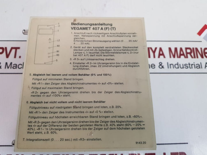 Vega Vegamet 407Af Module Transmitter 407A(F)(T)