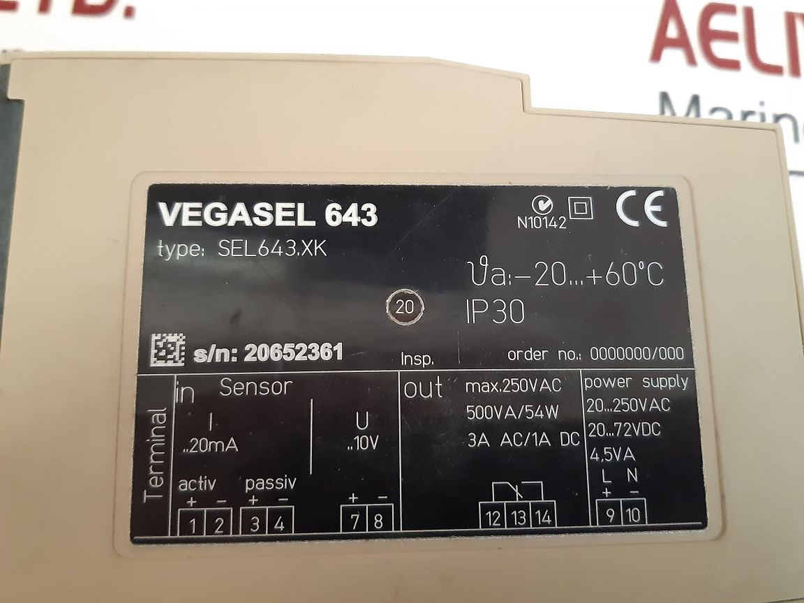 Vegasel Sel643.Xk Auxiliary Level Switch 643