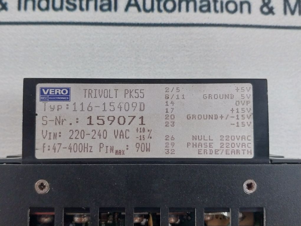Vero Trivolt 116-15409D Power Supply Pk 55