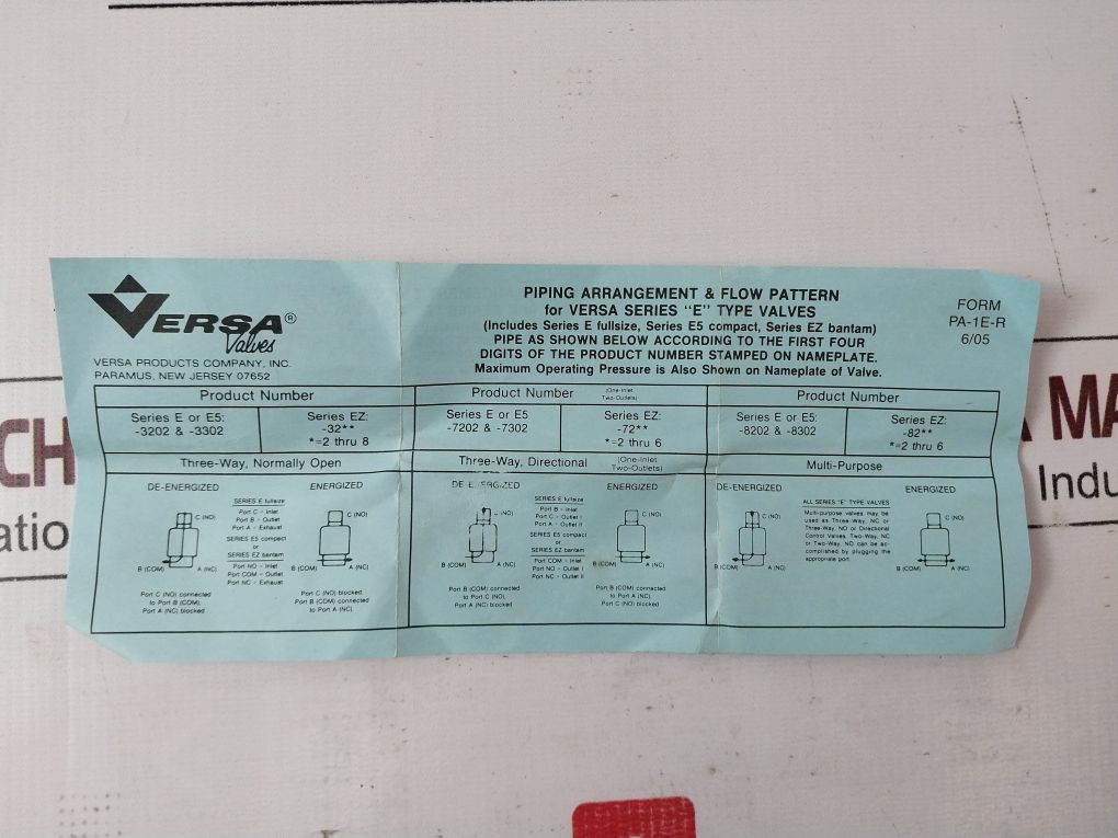 Versa E5Sm-3201-34-l14-pc-st-xx-d024 Solenoid Valve