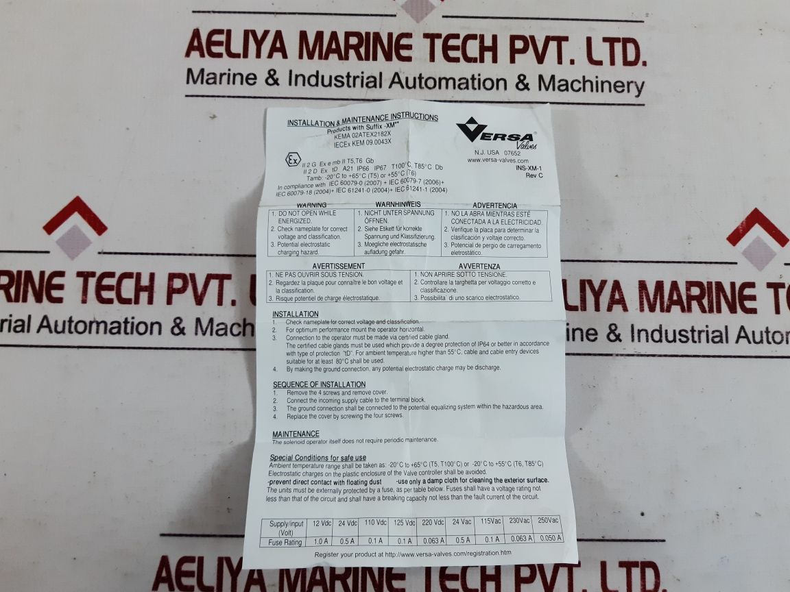 Versa P-2002-02-xmaa-d024 Solenoid Valve