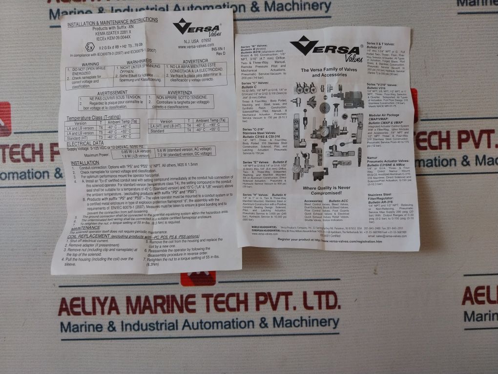 Versa Vsg-8322-xn-a120 Solenoid Valve Selector