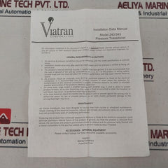 Viatran 343Arg Pressure Transducer 0-300 Psig